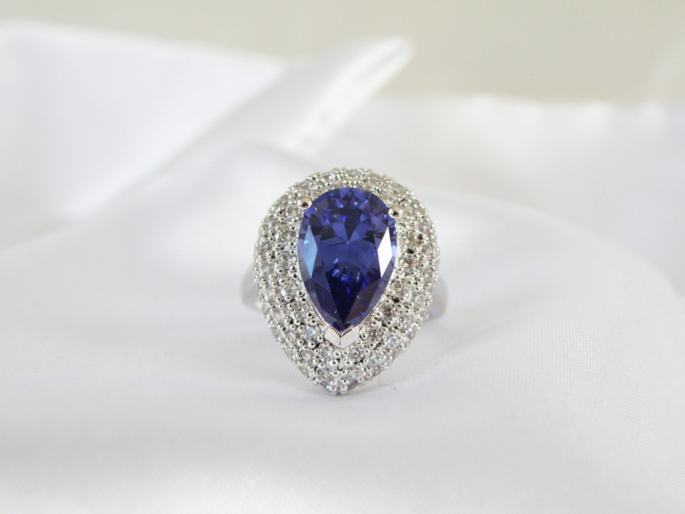 Sterling Silver 925 Simulated Tanzanite Large Ross Simons Ring Size 6