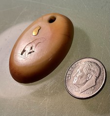 Native Alaskan Inupiaq Scrimshaw Pendant Fossilized Walrus Ivory or Whale Tooth