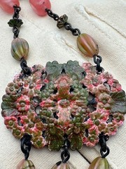 Vintage Victorian Pink and Green Necklace. Watermelon beads