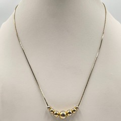 VTG Two-Tone Gold & Silver Tone Graduated Ball Bead Herringbone Chain Necklace