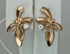 Vintage Original Natural Diamond 0.10 Ct Rose & White Gold Earrings 583 14K