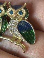 1×1” Multicolored Rhinestone Owls On A Branch Brooch (62)