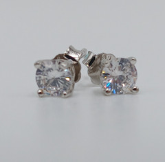 925 CZ Stud Earrings 4mm Sterling Silver 0.6g Round Brilliant Minimalist Petite
