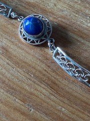 Vintage 14k white Gold-Filled Sentiment bracelet with simulated star sapphires