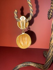 Vintage Gold-Tone Clip-On Dangle Drop Earrings Fashion Round No Stone Women Lobe