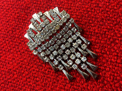Vintage Brooch pin White stone glass 11 pendants USSR