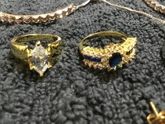 lot Of 8 Silver And Gold Tone Necklace/bracelets/earrings/Rings