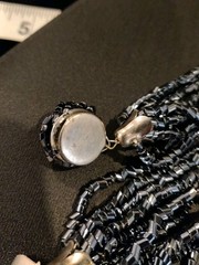 Black Czech Glass 12 Strand 1950’s Necklace Statement Push In Clasp VTG 15″
