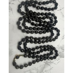 Vintage Made in Austria 56″ Black Faceted Glass Bead Necklace Signed