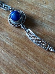 Vintage 14k white Gold-Filled Sentiment bracelet with simulated star sapphires