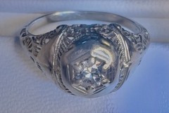 Ring-Antique, Art Deco, White Gold, Diamond, Old Mine Cut, Vintage Filigree