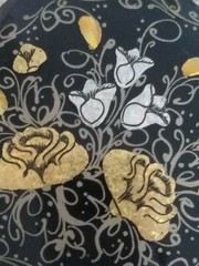 Vintage Hand Made In Russia Lacquered Wooden Brooch Pin
