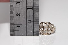 Antique Circa 1920s 18k Gold Art Deco Natural Diamond Decorated Ring