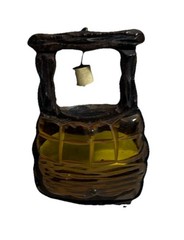 VTG Wishing Well Brooch Hand Carved Solid Wood With Hanging Bucket lucite Bricks