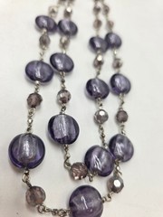 M&S Marks & Spencer Purple Glass Bead Double Strand Statement Necklace