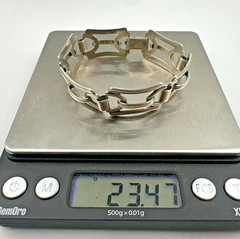 Vtg Harry S Bick Bracelet Chain MCM Sterling Silver Geometric Rectangular Link
