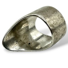 Vintage Sterling Silver Modernist Bezel Set TIGERS EYE Pinkie Ring 4.50 EUC