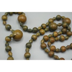 Vintage Early Plastic Beaded Necklace Green Brown Graduated 24 Inch Broken Clasp