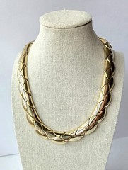Vtg Segmented Snake Link Necklace 80s 90s Wide GoldTone Light 18″ Retro Choker