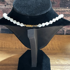 Vintage Mariam Haskell Milk Glass Bead Neck Signed Clasp / Pendant 20”
