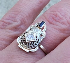 Vintage Circa 1900’s Filigree Ring 2 Ct Round Lab Created Diamond 10k White Gold