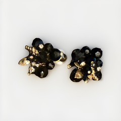 Vintage Vendome Gold-Tone Jet Rhinestone Screw Back Earrings