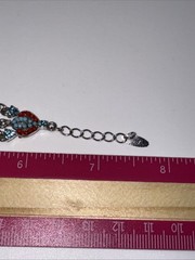 VCLM Victorian Style Silver Tone Bracelet, Blue Turquoise Coral Colors