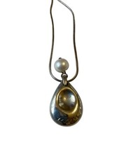 MOM Pendant Sterling Silver With White Pearl Choker Necklace 16” Mother’s Day