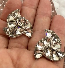 VINTAGE EISENBERG CLEAR TAPERED BAGUETTE RHINESTONE EARRINGS Z44