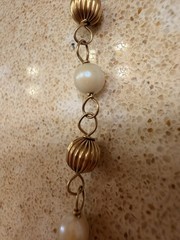 Vintage 14k Yellow Gold and Pearls Fluted Bead Bracelet See Description