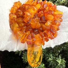 Vintage Baltic Amber Pendant Necklace 25 in Natural Honey Amber Nuggets 56 gm