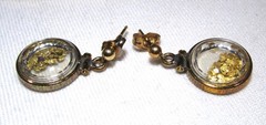 Cripple Creek Co Gold Nugget Capsule Earrings in OGP w/ COA ETC11046