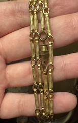 Vintage Barrel Link Gold Tone Chain Necklace With Barrel Clasp 55” Long