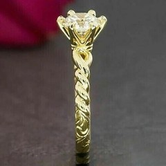 2CT Round Cut Lab Created Diamond Women’s Engagement Ring 14K Yellow Gold Plated
