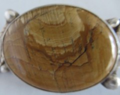 SOUTHWEST STERLING PENDANT w PICTURE JASPER, 2 INCHES, 22.5 GRAMS
