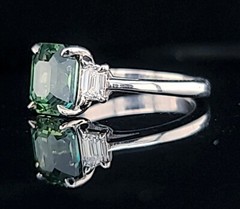 Vintage 14k White Gold Engagement Ring 3.00CT.Untreated Teal Sapphire GIA Cert