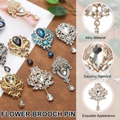 1 Pcs Large Rhinestone Brooch for Women, Gold(3.5×2.5 Inch)