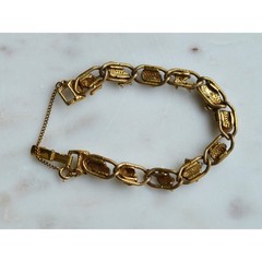 Vintage Signed Goldette N.Y. Victorian Revival Slide Bracelet