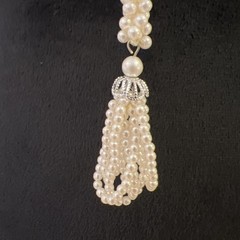 Faux Pearls Rope Tie Necklace 50″ Long Vintage MCM