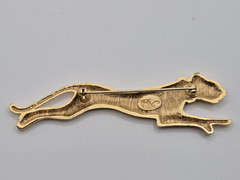 VTG JACKIE COLLINS Panther Set In Box Brooch Clip Earrings Gold Tone Rhinestones