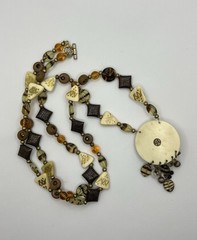 Carved Lucite Tribal Pendant Glass Lucite Resin Beaded Necklace No Brand