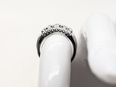 Vintage 1950s $6000 1.50ct VS I Natural Diamond 18k White Gold 3 ROW Band Ring