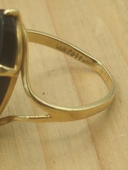 Vintage PSCO-P 14k gold and onyx ring, diamond chip inset size 6 Deco Style