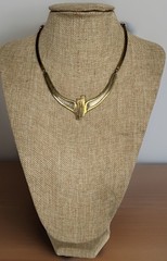 Vintage Artisan OOAK Brass and Silver Metal Torque Necklace, 17 inches