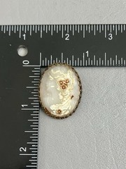 Antique Vintage 1”x1.25” Cameo Left Facing Lady Brooch Lapel Pin Victorian