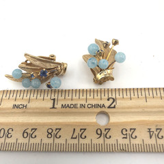 Vintage Mid-Century Blue Opaline Glass Berry Cluster Demi-Parure Set