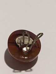 Beautiful Vintage Sunset Shade Glass Dome Clip On Earrings. MCM Style. 1″.