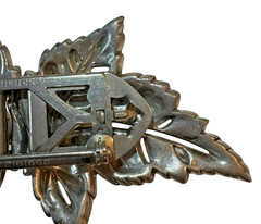 Vintage Coro Duette Leaves Convertible Brooch Pin Silver Clear Rhinestone Pin