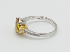 $9000 4ct Yellow Sapphire FANCY INTENSE YELLOW VS Diamond 18k White Gold Ring