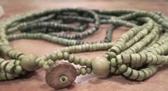 Bohemian Wood Beaded Multi strand layered Green Ombre Bohemian Necklace